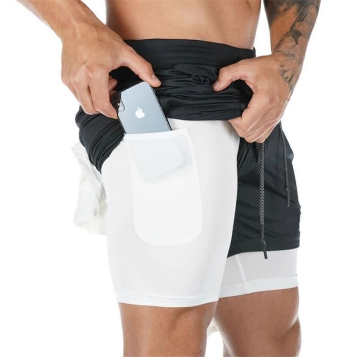 Doorslay Short de Course 2 en 1 pour Homme avec Poches à Boucle pour Serviette Short d'exercice à Séchage Rapide pour l'entraînement en Salle de Sport