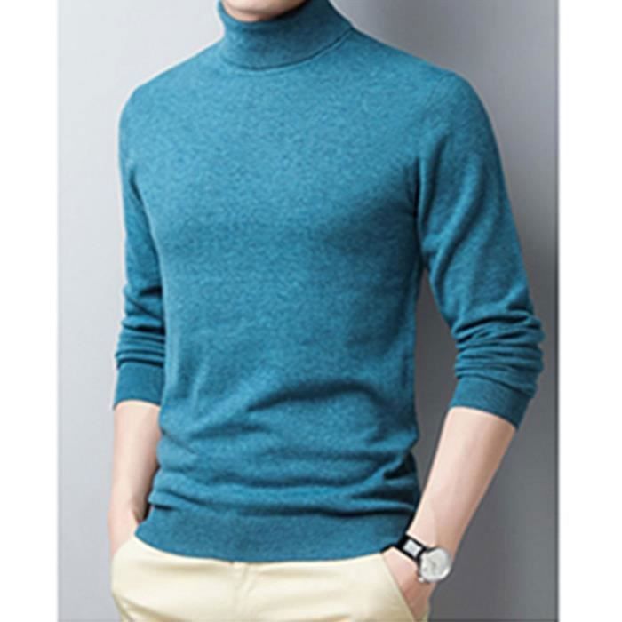 Seiveini Pull Col Roulé Homme Hiver Chaud - Tricot Fin Slim Fit Thermique Doux