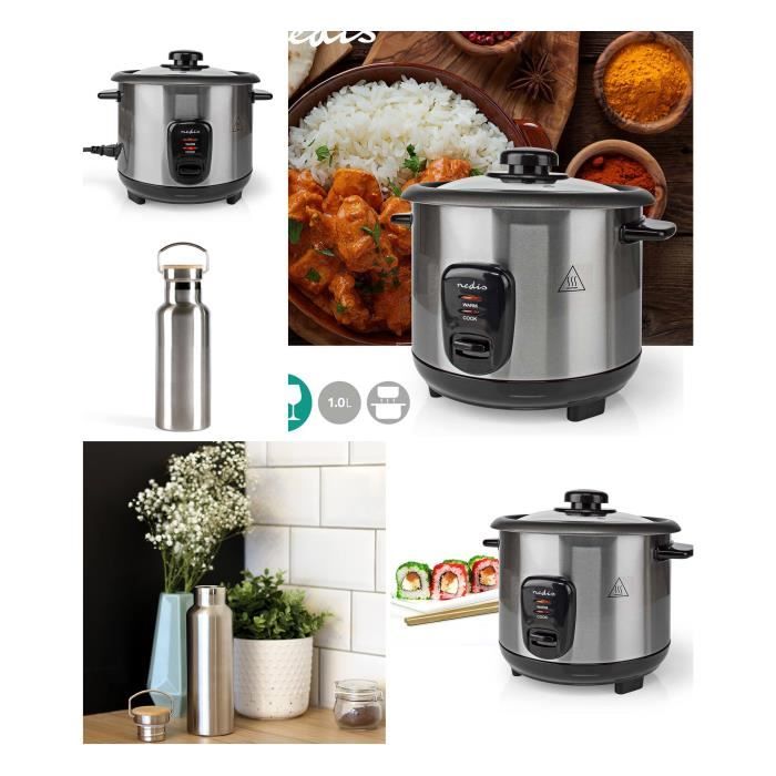 Cuiseur à Riz Cecotec RiceFusion 7000 - 1,8L (10 Portions) - 700W - Acier Inox + Verre - Maintien Au Chaud