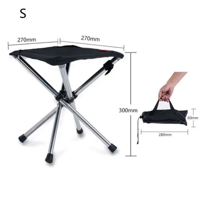 Tabouret Pliant Portable Réglable En Hauteur, 42,5 Cm X 23,5 Cm En Polypropylène, Avec Sangle De Transport, Pour Camping Et Extérieur
