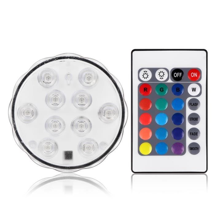 ip68 rgb 10 led rgb submersible lumiere telecommande vase lampe pour la partie conteneurs piscine lumiere sous marine cdiscount maison