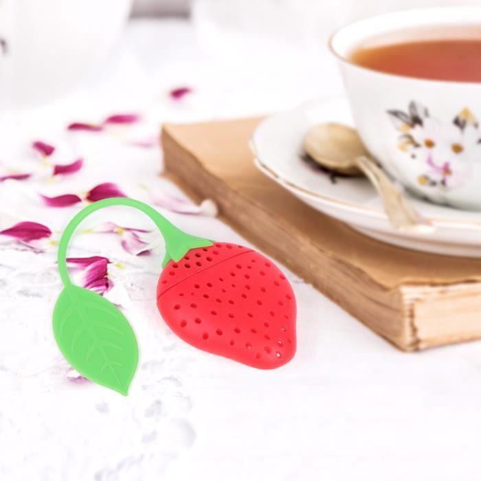 Infuseurs à Thé En Silicone 6 Pièces | Forme Feuille Avec Soucoupe | Poignée Anti-chaleur | Lavable Au Lave-vaisselle