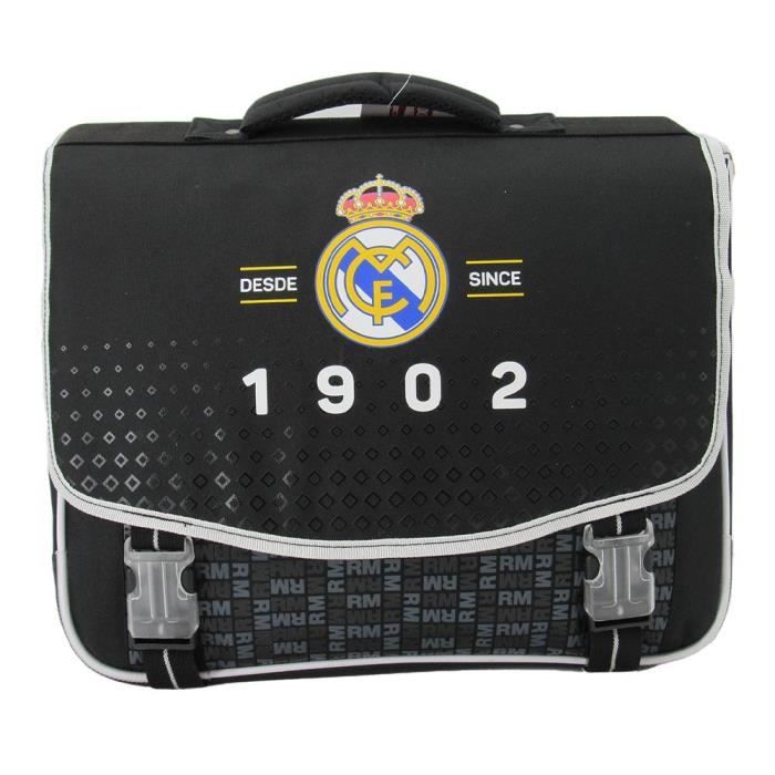Cartable REAL MADRID 41cm 2 compartiments noir Noir et gris Cdiscount Bagagerie Maroquinerie