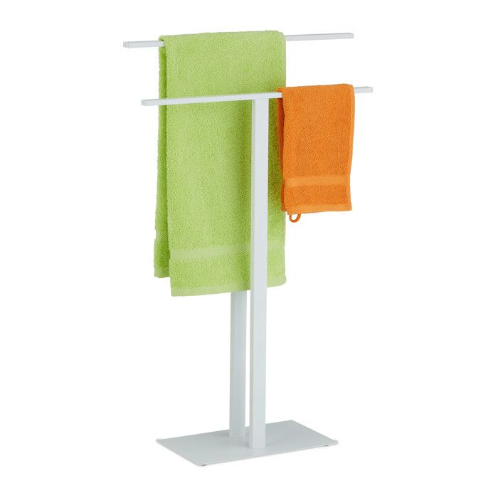 Relaxdays Porte-serviettes, 2 barres, métal, HxLxP : 82 x 50 x 19 cm