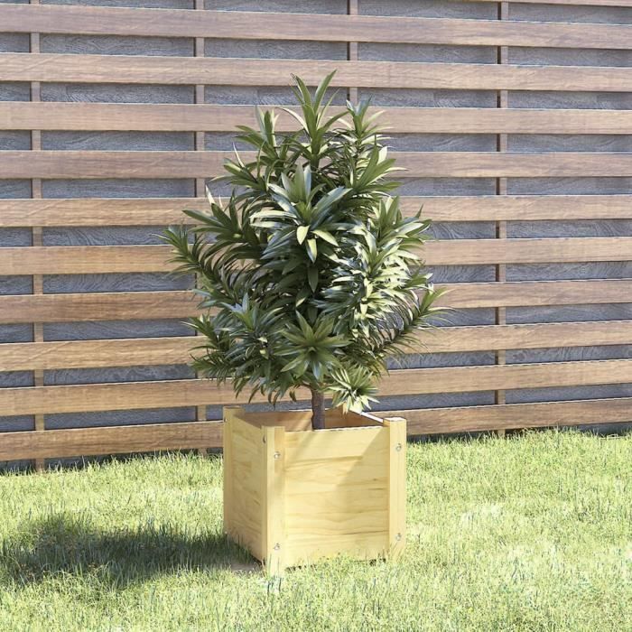 Bac à fleurs rectangulaire en pin du nord de l'Europe ,Jardinière d'extérieur 31x31x31 cm , Bois de pin massif
