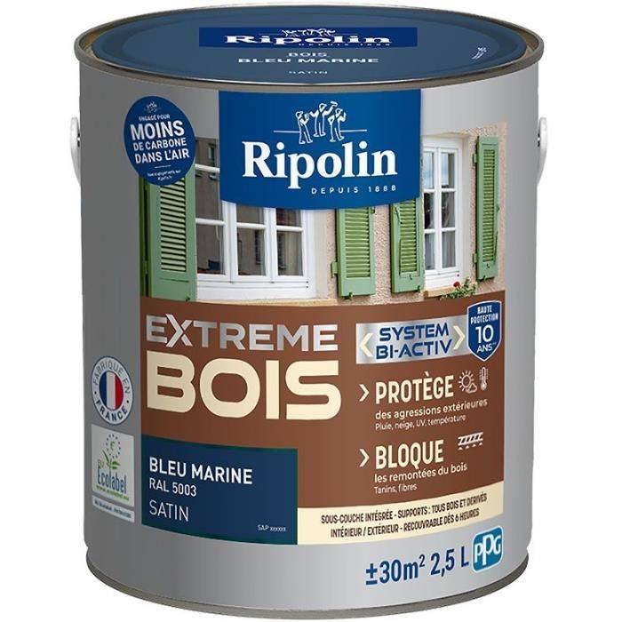 Ripolin Peinture Pour Pour Bois Intérieur Extérieur Bleu Marine Ral 5003 Satin 25l