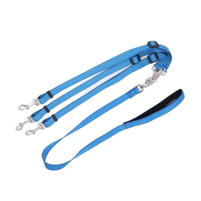 Meilleurs prix pour Laisse de chien à 3 voies Laisse pour chien à 3 voies, polyvalente, en nylon épais, détachable, sport chien Noir Bleu