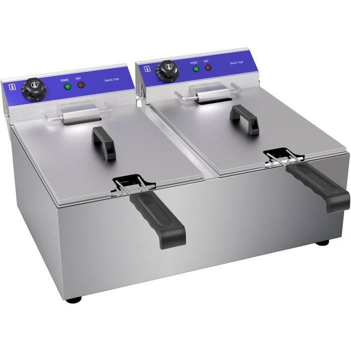 Friteuse Électrique TAIMIKO 3000W - 8L Acier Inox - Thermostat 60-200°C - Usage Commercial