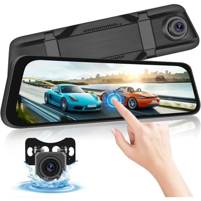 Hodozzy Dashcam Retroviseur Voitures, Ecran Tactile IPS LCD 9,66 Pouces Rétroviseur Voitures Dashcam Avant Arriere HDR 1080P, Vision Nocturne, Grand Angle,Aide Au Stationnement, Caméra De Recul