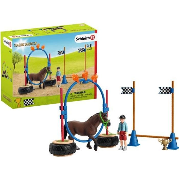 Ensemble Course d'agility pour Poney - SCHLEICH - Farm World 42482 - Pour Enfant à partir de 3 ans