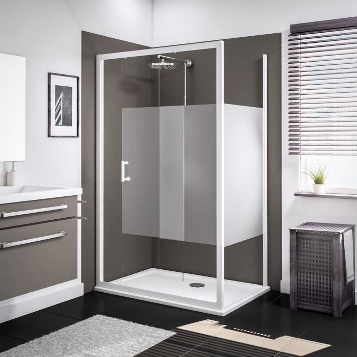 verre transparent profil/é noir 140x200 cm Schulte porte de douche coulissante paroi en niche Black Style