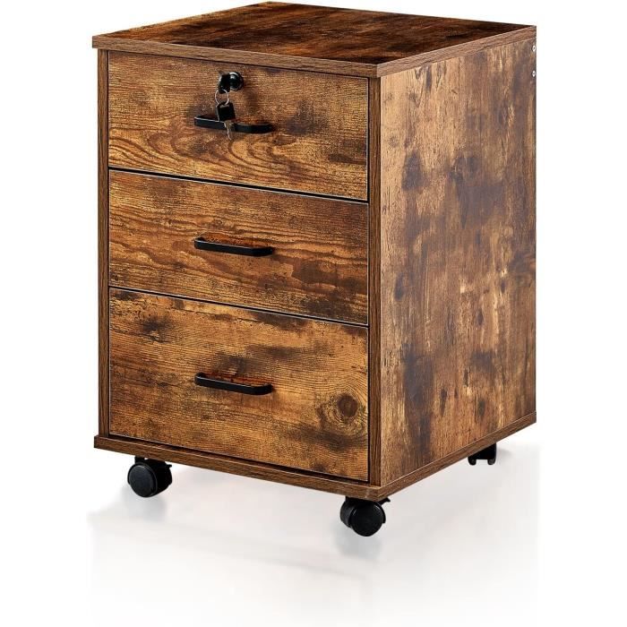 Caisson De Bureau Mobile Avec 3 Tiroirs - Métal, Roulettes Bloquantes, 40x50x60 Cm (couleur Beige) - 10
