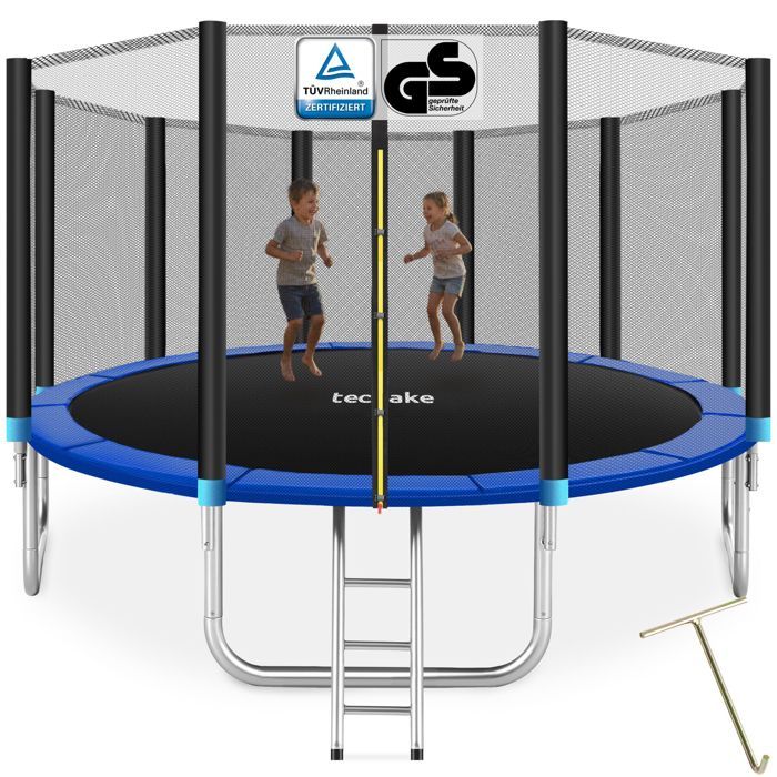 Trampoline - TECTAKE - Trampoline GARFUNKY certifié GS avec filet de sécurité et échelle daccès Ø 457 cm - Noir/bleu