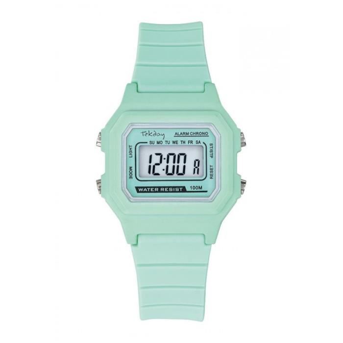 Montre Junior TEKDAY 654830 Silicone Vert Étanchéité 10