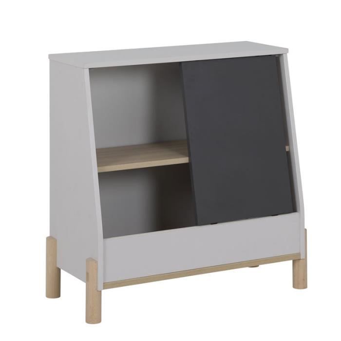 Meuble à porte coulissante Bois/Gris clair TRESOR L 78 x l 35 x H