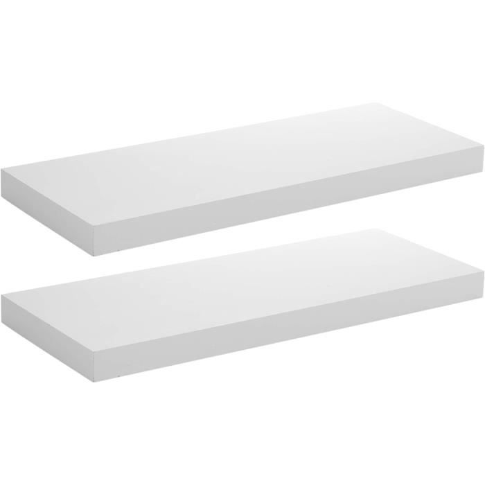 Étagère 100x3,2x20cm Flottante En Bois Massif Ton Blanc DECOWOOD Modele Melva 88644966