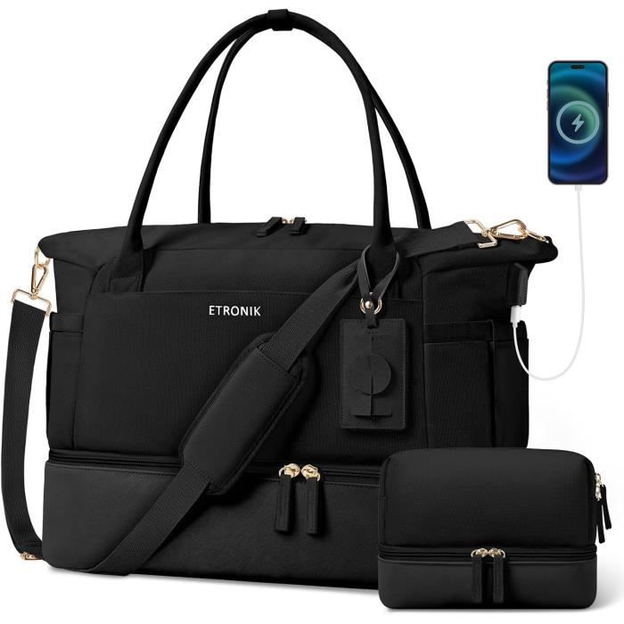 Sac De Sport Voyage Femme Et Homme Weekender - Compartiment Chaussures & Compartiment Humide, Grand Format