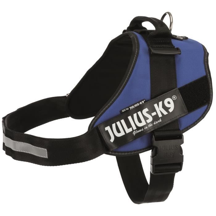 JULIUS K9 Harnais Power IDC 4–XXL : 96–138 cm - 50 mm - Bleu - Pour chien