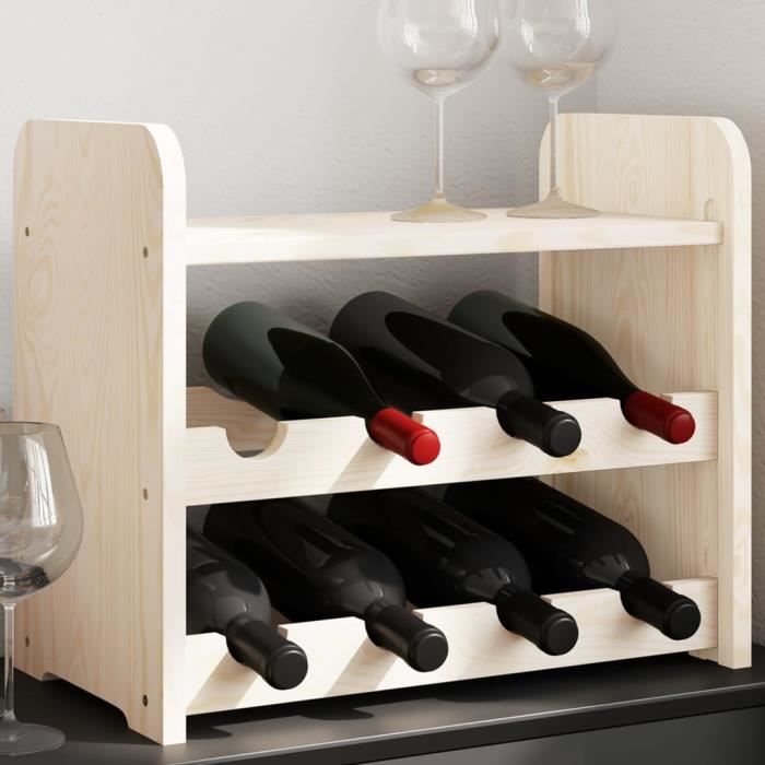 Casier à vin - V GEBY - 43x25x37 cm - Bois de pin massif - 8 bouteilles ...