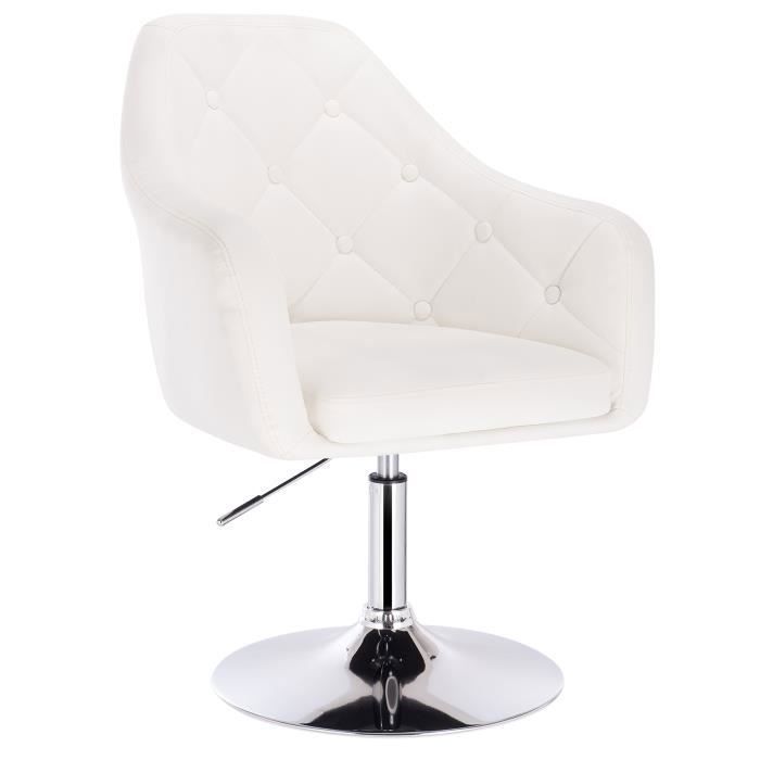 WOLTU Fauteuil de bar en similicuir et acier Rotatif 47x41cm Hauteur réglable Blanc