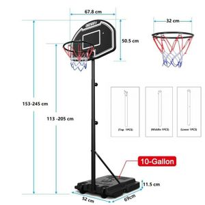 Jeu de Sport r/églable int/érieur et ext/érieur avec Filet et Ballon pour Enfants Trois Ans et Plus GAYISIC Ensemble de Basketball Portable et Ajustable