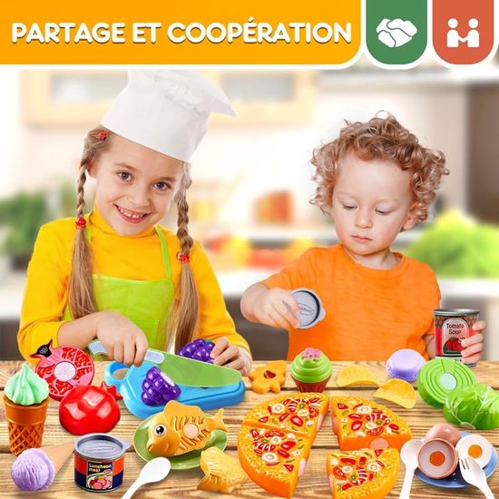 Marchande Enfants Jouet Pizza En Bois Feelhap - À Découper, Accessoire Cuisine Enfant Éducatif - Cadeau Garçon Et Fille Legume Fruit Bois