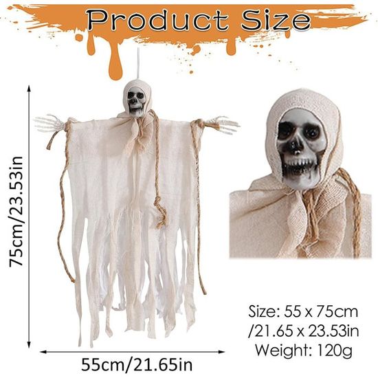 Lot De 3 Décorations Halloween à Suspendre - Fantômes Et Squelettes Effrayants Pour Extérieur