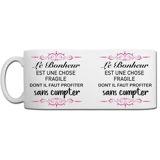 Mug Citation Le Bonheur Est Une Chose Fragile Dont Il Faut Profiter Sans Compter Vert Cactus Et Noir Cdiscount Maison