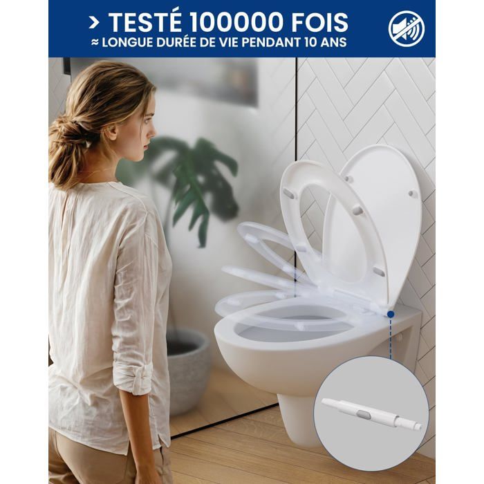 CECIPA MAX Siège de Toilette en Forme de O - Abattant WC Frein de Chute - Couvercle de Toilette pour Salle de Bain Siège de Toilette - Blanc | Leroy Merlin