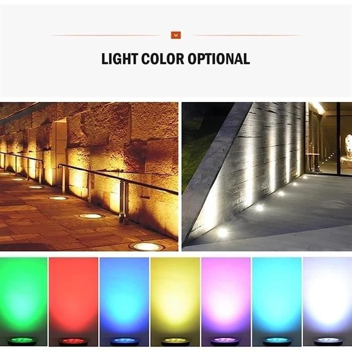 Spot LED encastrable extérieur - Lumières enterrées - 6 couleurs - IP67  étanche - Cdiscount Maison