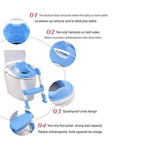 Réducteur Toilette Enfant Avec Escalier Réglable - Siège D'Apprentissage Antidérapant Pour Enfants 1-7 Ans - Support 75 Kg - 6