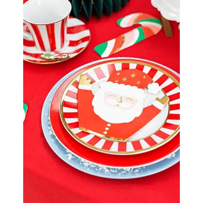 40 Serviettes En Papier Père Noël Jetables - Décoration De Table Pour Fêtes D'Enfants, Noël, Anniversaires