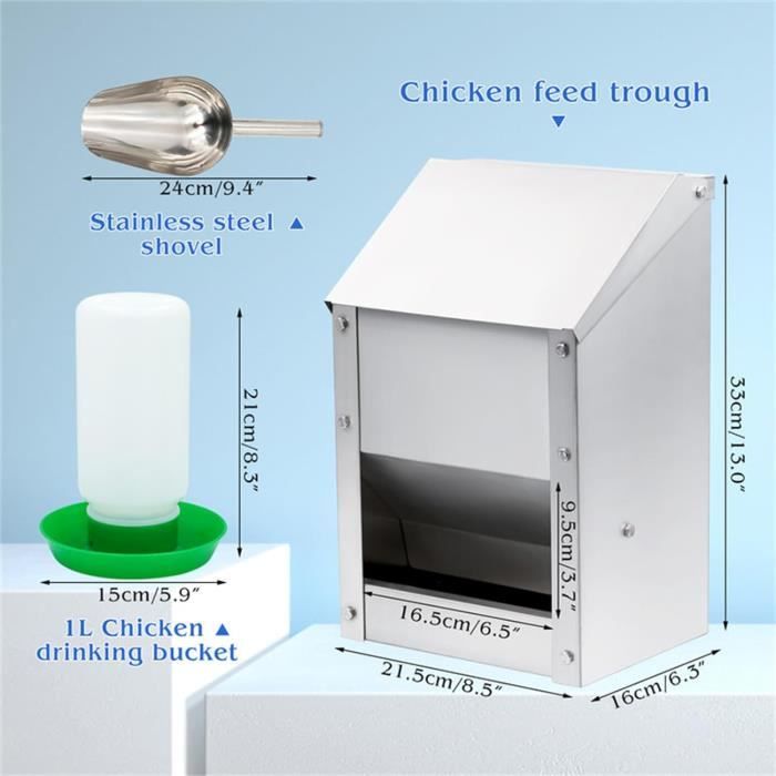 Mangeoire Automatique Pour Volailles - 4 Pièces | Avec Couvercle Résistant | Pour Poulets, Canards, Poussins