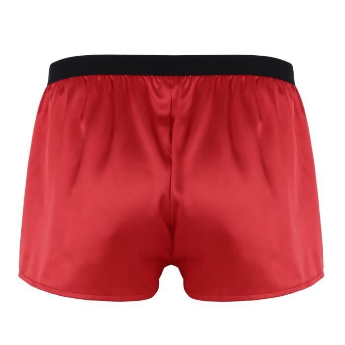 YONGHS FR Homme Bas de Pyjama Boxer Satin Boxeur Trunk Short Calecon Sous vetement M XL Rouge Rouge Cdiscount Pret a Porter