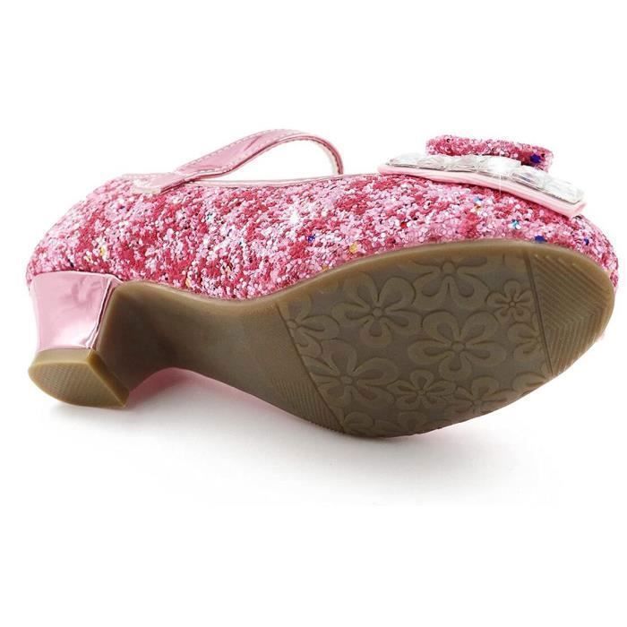 Chaussures a Talon de Princesse JINDING 116 1 Fille Rose PVC Synthetique Talon Bloc 3cm Tailles 26 a 38