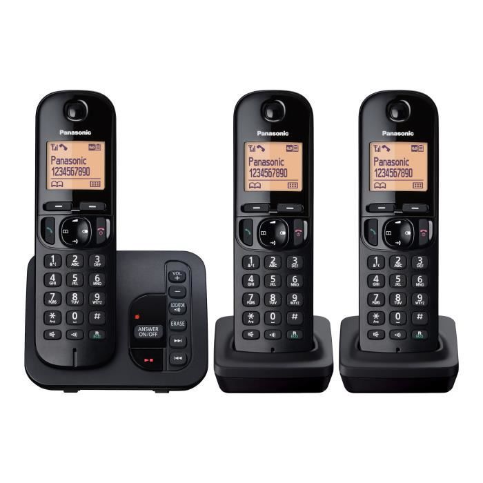 Panasonic KX-TGF343B | Téléphone sans fil - 3 combinés - Répondeur - Noir