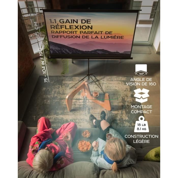 Écran Pour Projecteur Intérieur Et Extérieur Sur Pieds 100 Pouces ...