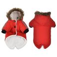 Blue-XL -Vêtements pour petits chiens hiver chaud polaire chien veste réfléchissante fourrure à capuche chiot manteau pour animaux d-2