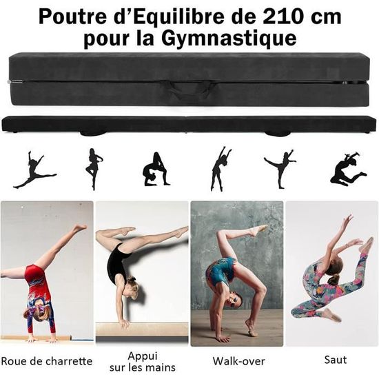 GOPLUS Poutre d'Équilibre 210 cm, Poutre de Gymnastique Pliable