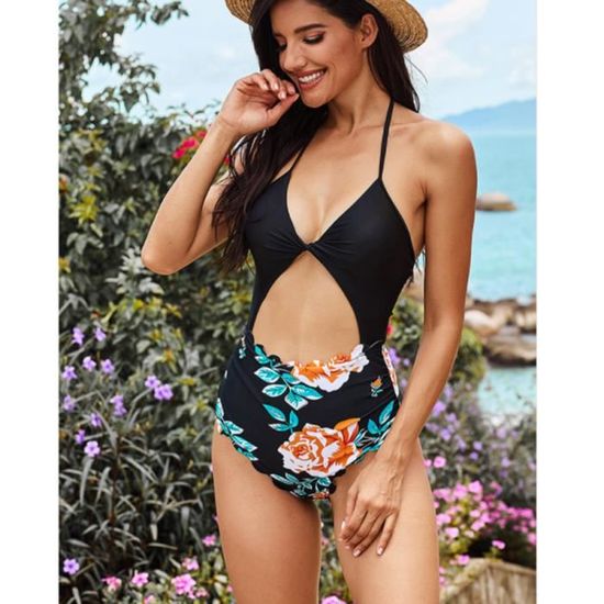 Fille 3 pièces Bikini aléatoire à imprimé tropical à liseré contrastant &  Shorts de plage