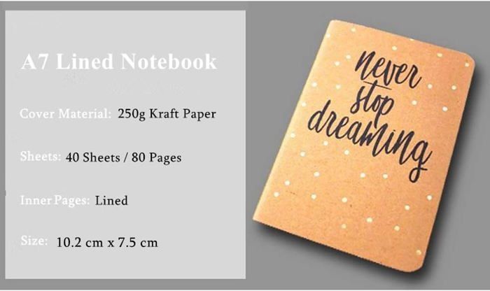 Cahier Spirale A6 Petit Carreaux - Lot De 8 Carnets Kraft 80 Feuilles 160 Pages Papier 80g/m²