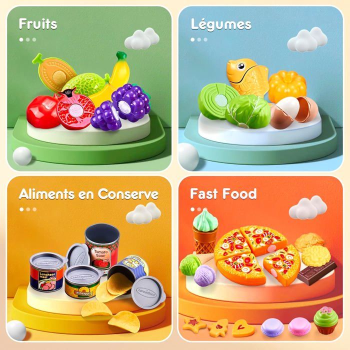Kopi Corgi – Ensemble Cuisine 67 Pièces, Fruits Et Légumes à Couper, Panier De Rangement