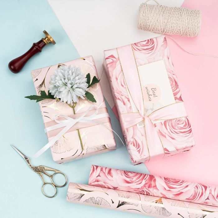 RUSPEPA Kerstcadeaupapier, omkeerbaar, minirol, 43,2 cm x 10 m, gestreept patroon en groene kerstman, voor de kerst, vakantie, feestdagen, feesten