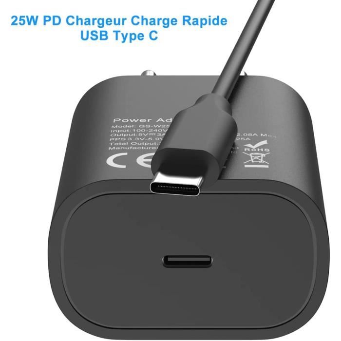 Samsung Chargeur Rapide 25W + Cable USB-C USB-C Pour SAMSUNG S21-S21  PLUS-S21 ULTRA-S20 FE-S20 - Prix pas cher