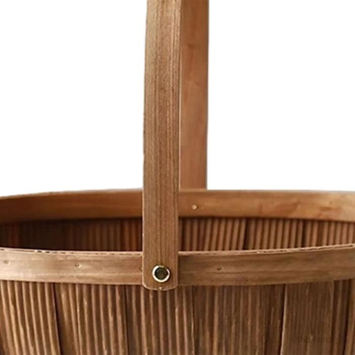 Panier En Osier Tissé Main - Corbeille Pique-nique L 34x25.5cm Avec Poignée - Décoration Ferme
