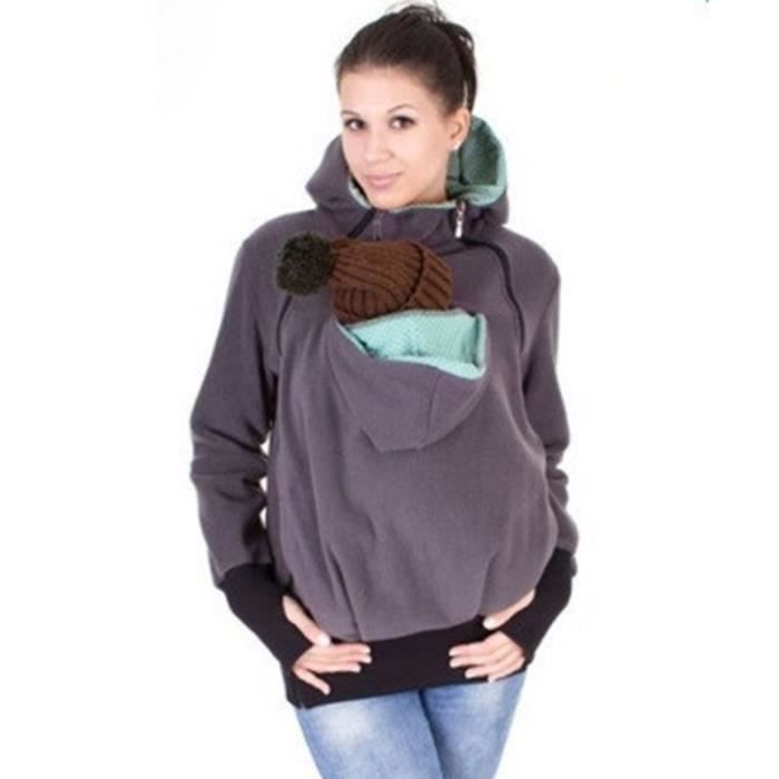 Couleur Noir taille L Sweat capuche kangourou pour femme mains