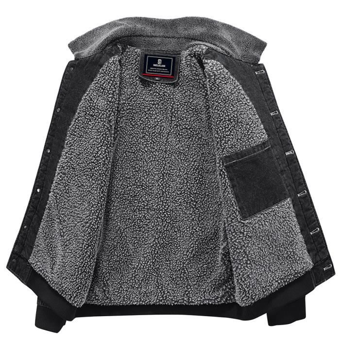 Veste En Jean Doublée Polaire Pour Homme - Chaude, Avec Cordon, Coupe-vent - Pour Hiver, Extérieur, Travail, Loisirs - Grandes Tailles Disponibles - 11