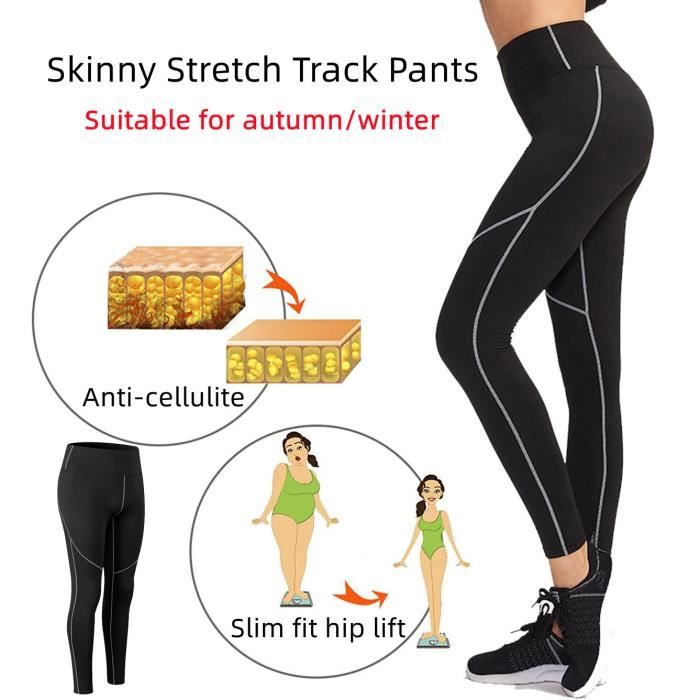 Legging de Sudation Femme Taille Haute Noir XXL pour Yoga et Jogging