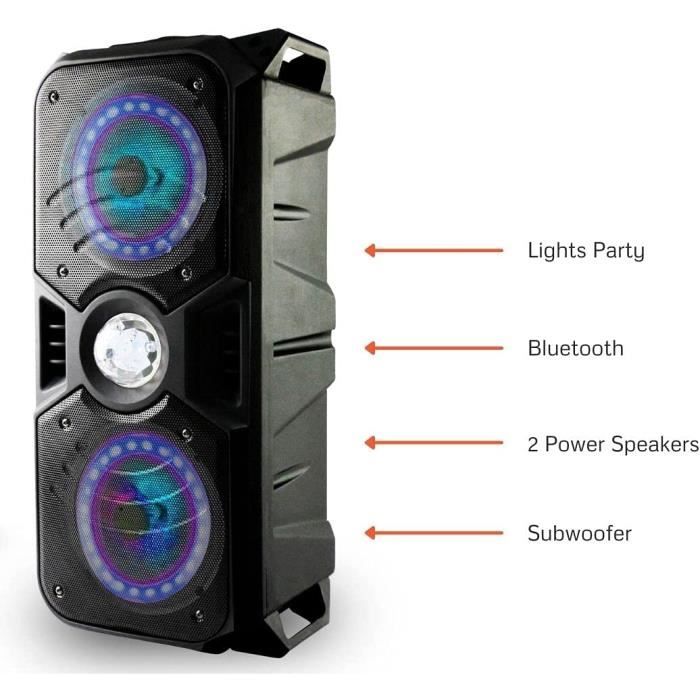 Lauson LLX35 Enceinte Bluetooth Portable Puissante | Lumières LED de  Couleurs | Grosse Enceinte Karaoke | Haut-parleurs Trolley Portables |  Batterie