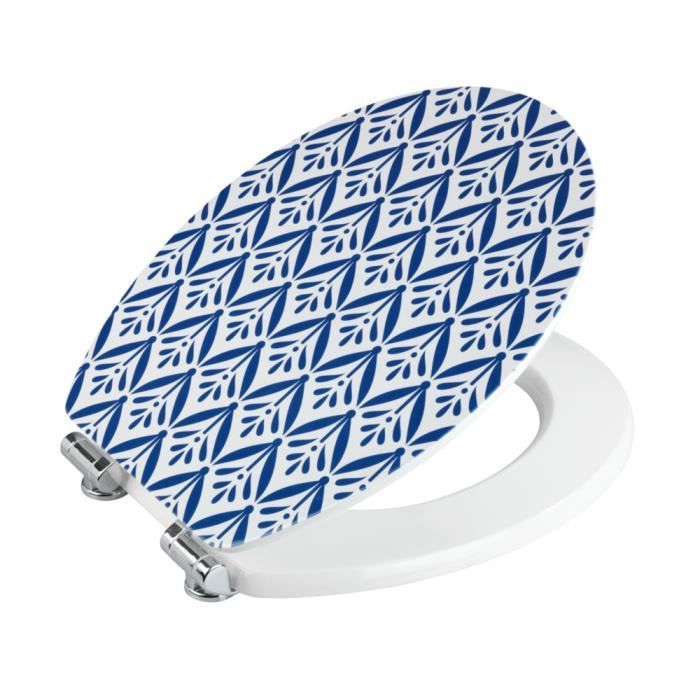WENKO Abattant WC avec frein de chute Samos, abattant WC clipsable avec  fixation inox, duroplast, 37,5x44,5 cm, bleu ardoise